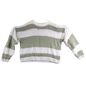 Lumiere Striped Textured Sweater Green White Women's Size M